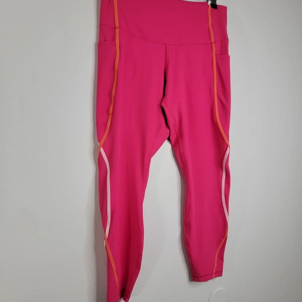 Members Mark‎ Womens XL Leggings Pink Athletic Workout Yoga Pockets High Rise